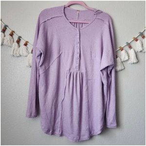 Free People Long Sleeve Button Front Henley